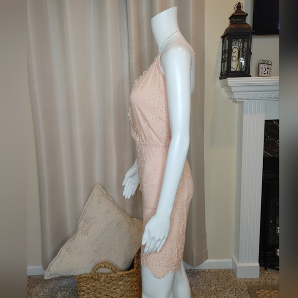 LOVERS + FRIENDS ART DECO LACE OVERLAY DRESS, BLUSH/CREAM XL - Picture 8 of 14